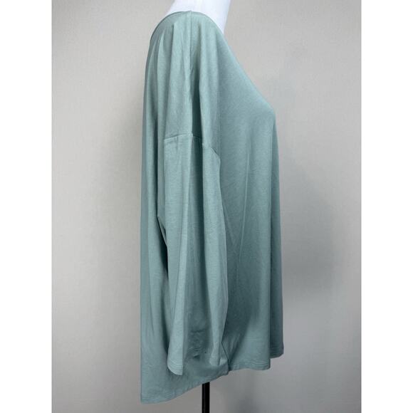 Lands' End Women's Pullover Top Plus size 3X 24W-26W 3/4 Sleeves Green Boxy - Picture 3 of 11